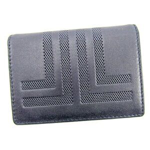 Authentic LANVIN Card Case Card Holder Women''s Navy Leather Sale used